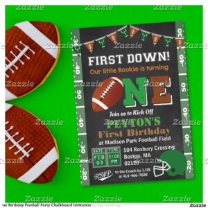 1st Birthday Football Party Chalkboard Invitation