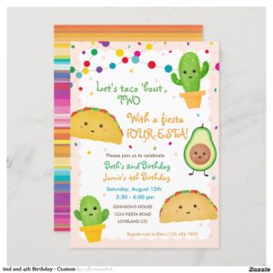 2nd and 4th Birthday - Custom Invitation