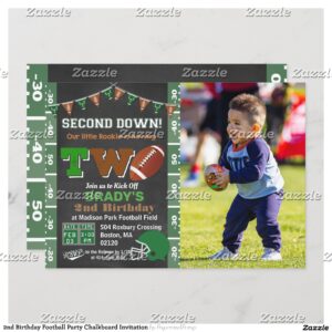 2nd Birthday Football Party Chalkboard Invitation