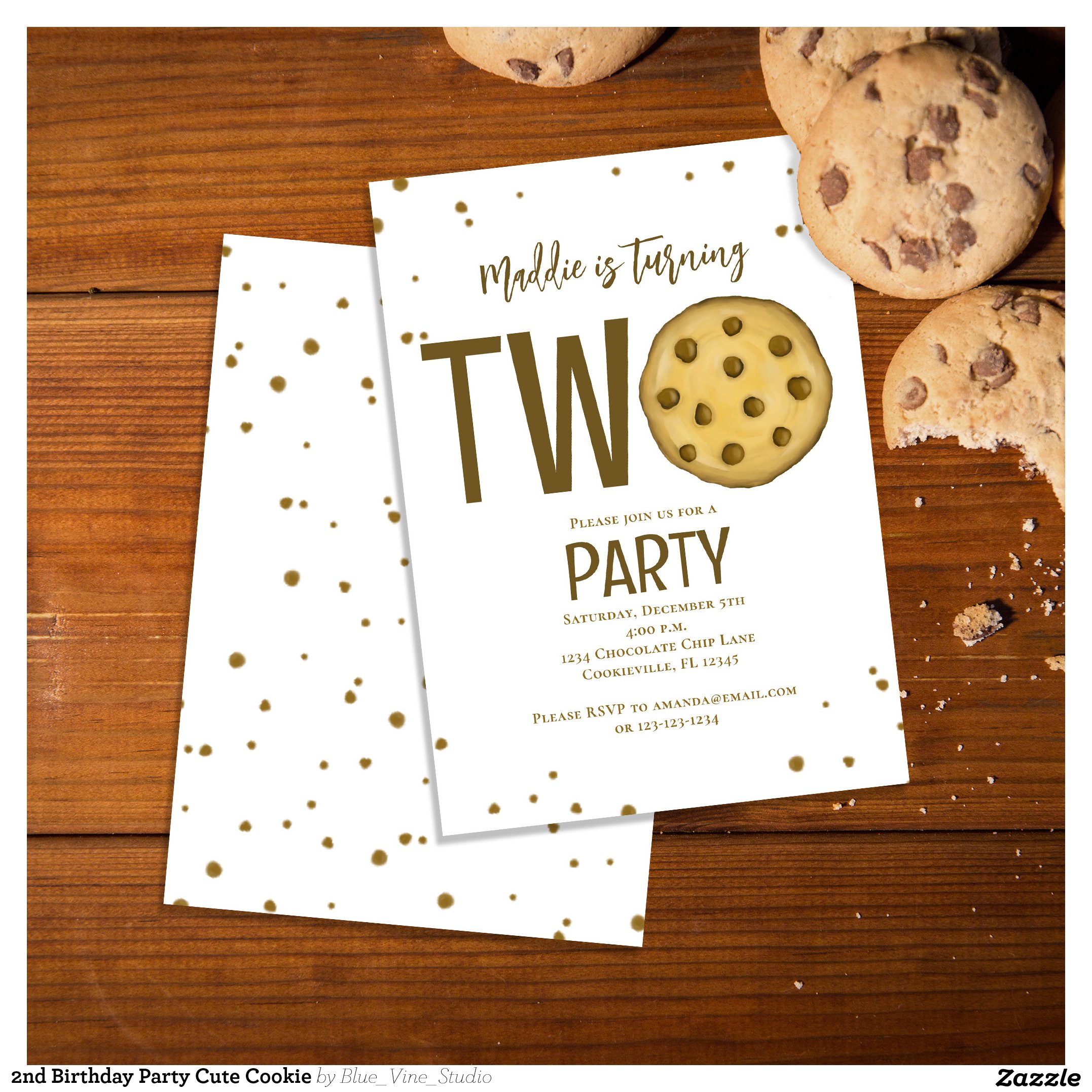 2nd Birthday Party Cute Cookie Invitation