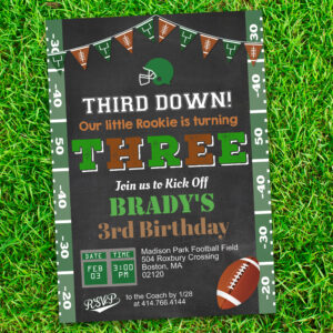 3rd Birthday Football Party Chalkboard Invitation