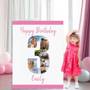 3rd Birthday Number 3 Photo Collage Jumbo Card