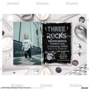 3rd Birthday Rockstar Photo Invitation