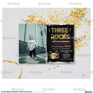 3rd Birthday Rockstar Photo Invitation