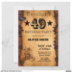 49th Western Birthday Invitation