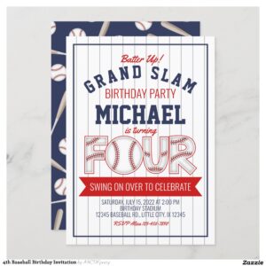 4th Baseball Birthday Invitation