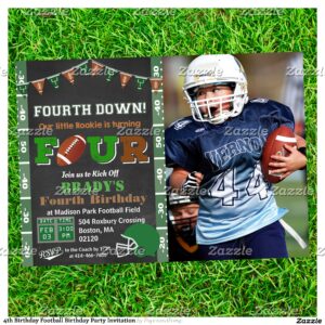 4th Birthday Football Birthday Party Invitation