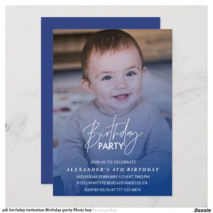 4th birthday invitation Birthday party Photo boy