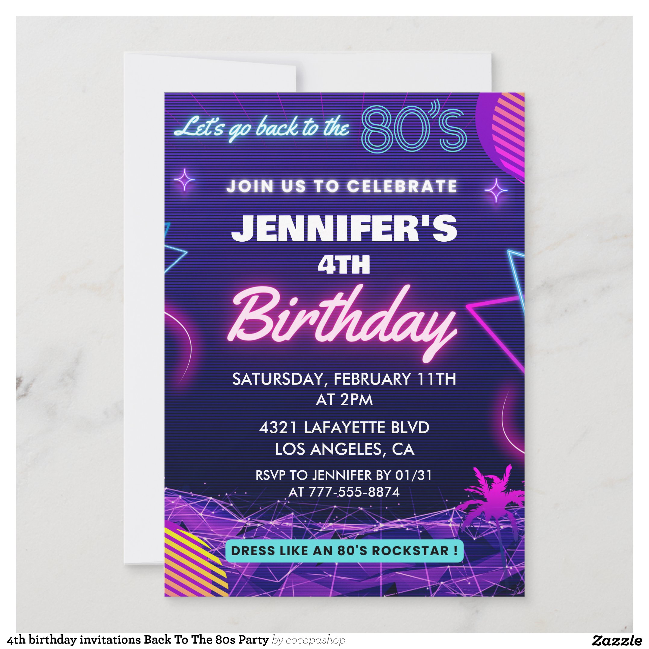 4th birthday invitations Back To The 80s Party