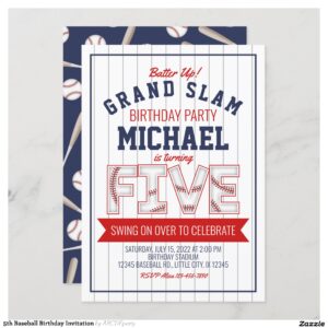5th Baseball Birthday Invitation