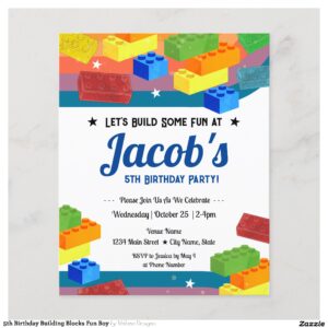 5th Birthday Building Blocks Fun Boy