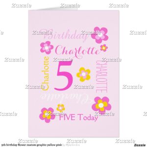 5th birthday flower custom graphic yellow pink