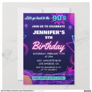 5th birthday invitation 90s themed Retro