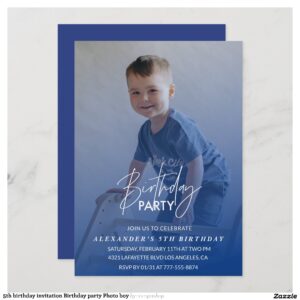 5th birthday invitation Birthday party Photo boy