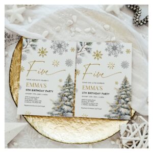 5th Birthday Invitation, Winter Five Birthday Invitation