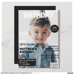 5th birthday invitations for him Magazine Cover