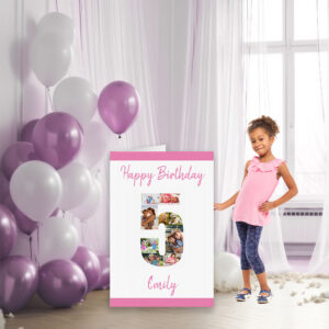 5th Birthday Number 5 Photo Collage Jumbo Card