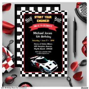 5th Birthday Race Car Invitation