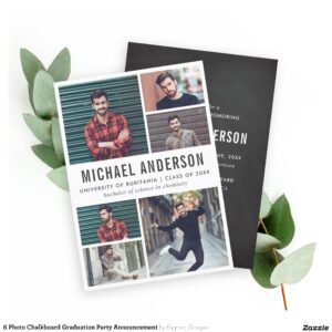 6 Photo Chalkboard Graduation Party Announcement