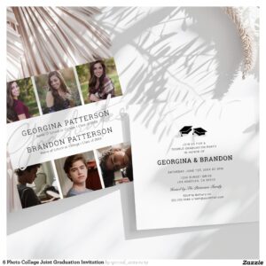 6 Photo Collage Joint Graduation Invitation