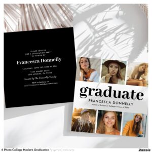 6 Photo Collage Modern Graduation Invitation