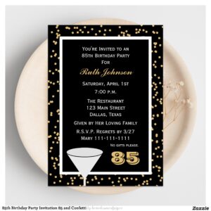 85th Birthday Party Invitation 85 and Confetti