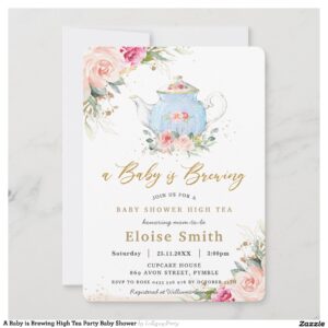 A Baby is Brewing High Tea Party Baby Shower Invitation
