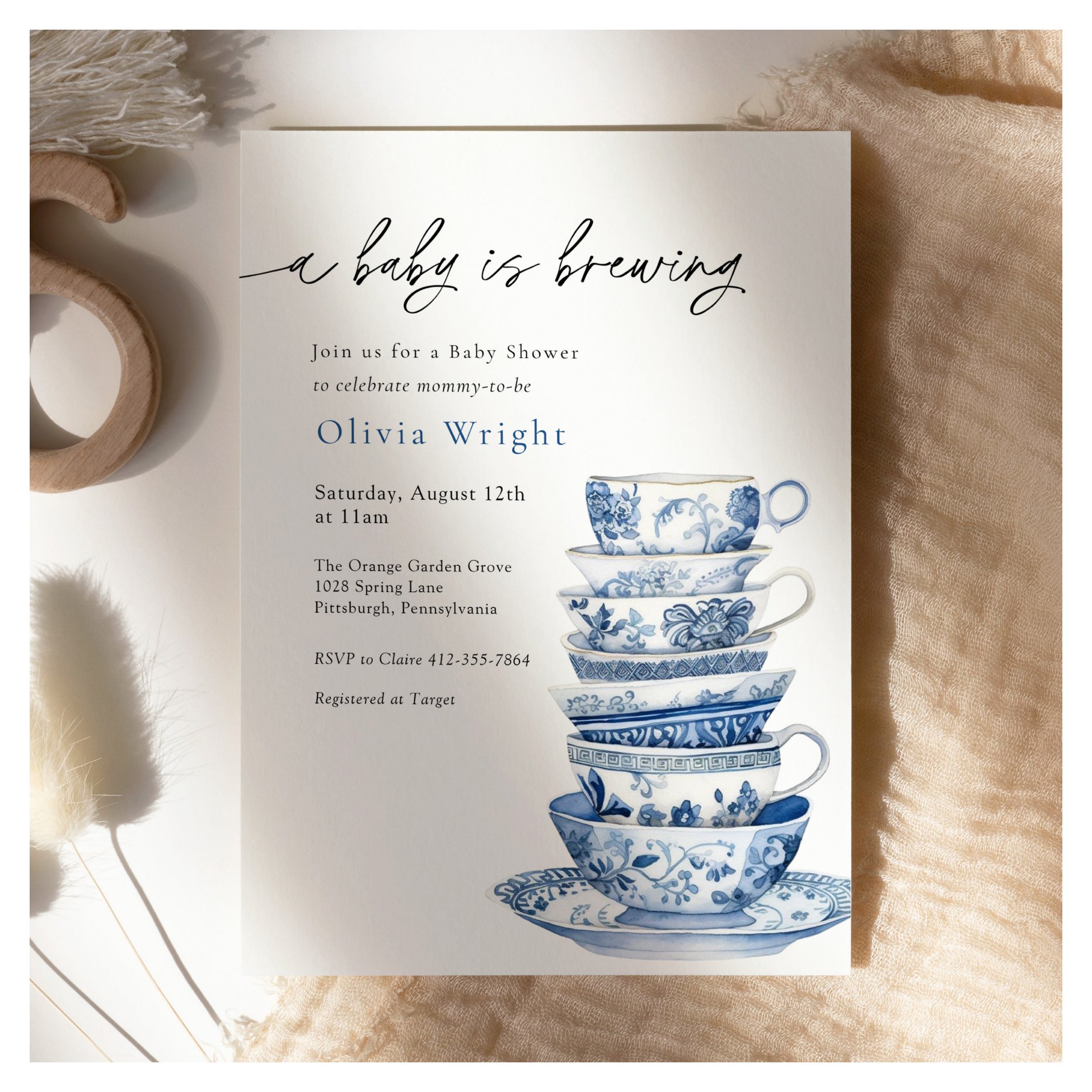 A Baby is Brewing Tea Party Baby Shower Invitation