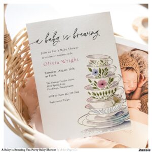 A Baby is Brewing Tea Party Baby Shower Invitation