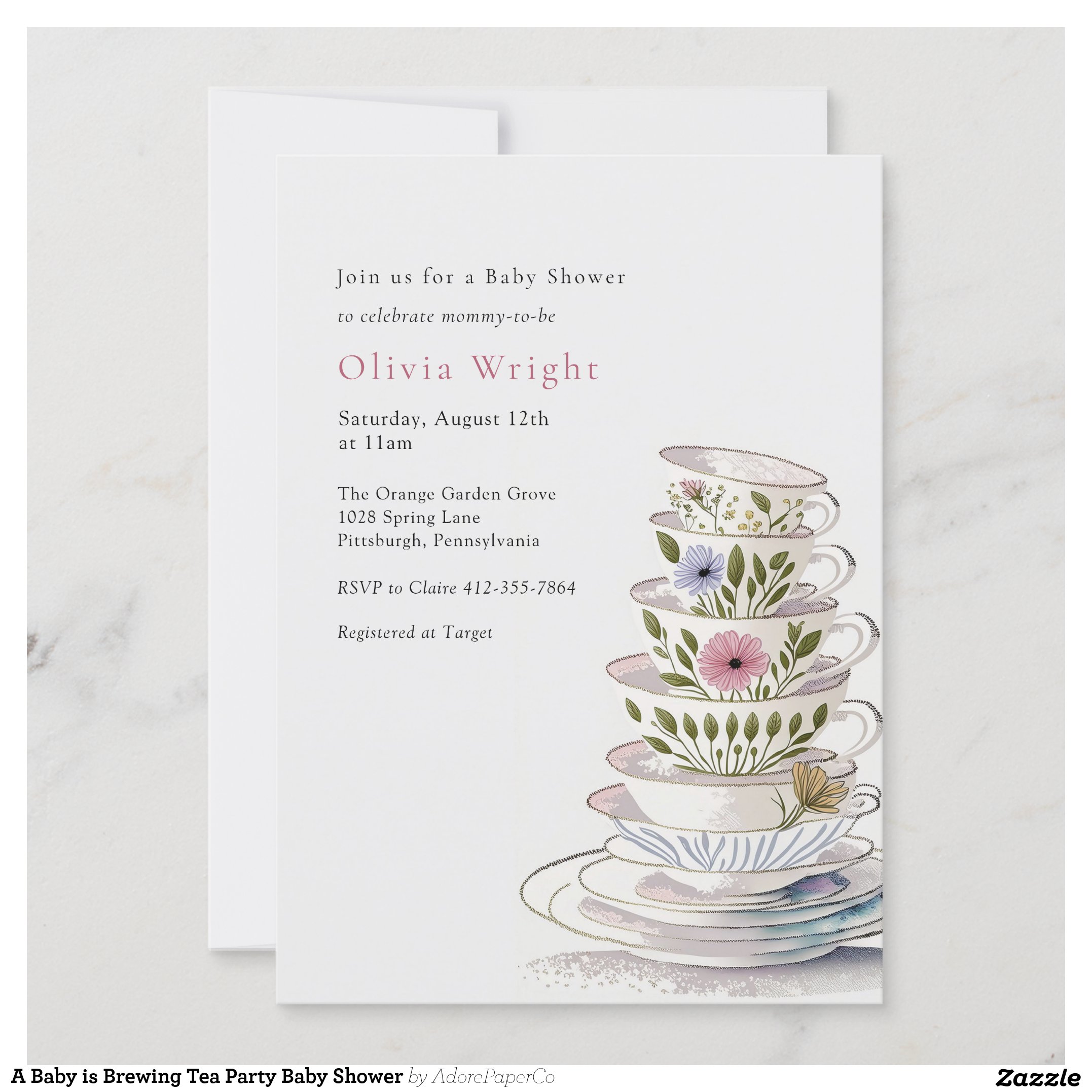 A Baby is Brewing Tea Party Baby Shower Invitation