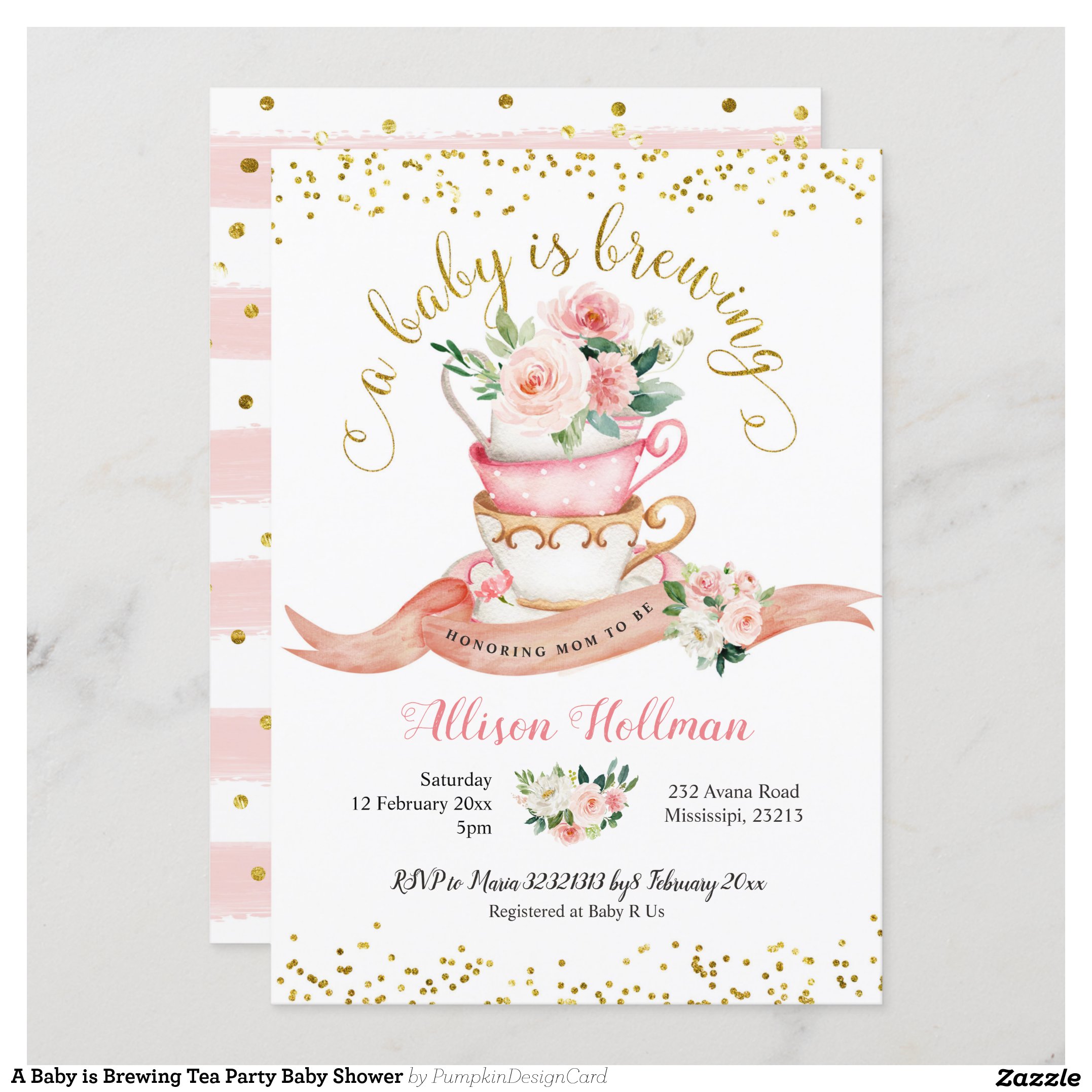 A Baby is Brewing Tea Party Baby Shower Invitation