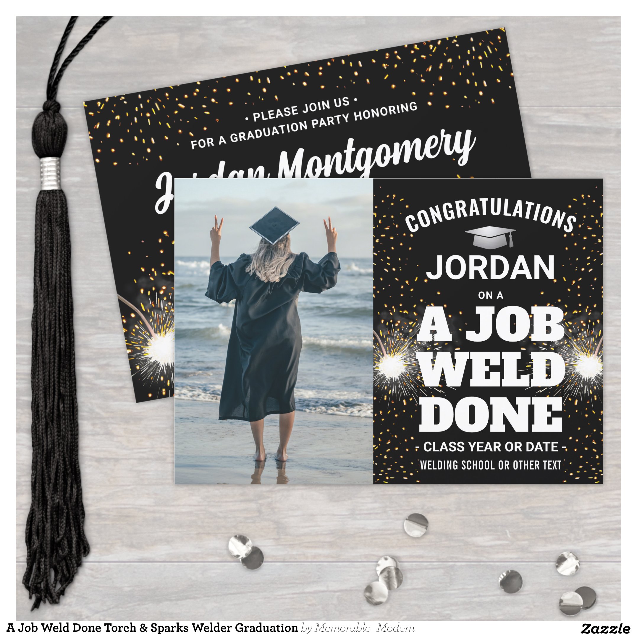 A Job Weld Done Torch & Sparks Welder Graduation Invitation