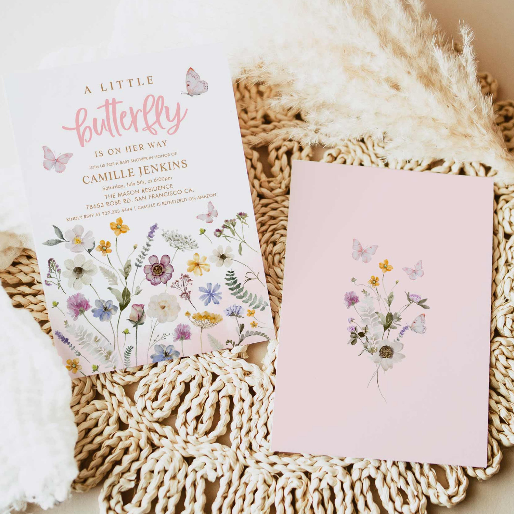 A Little Butterfly is on her way Baby Shower Invitation