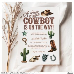 A Little Cowboy Western Boy Baby Shower Invitation