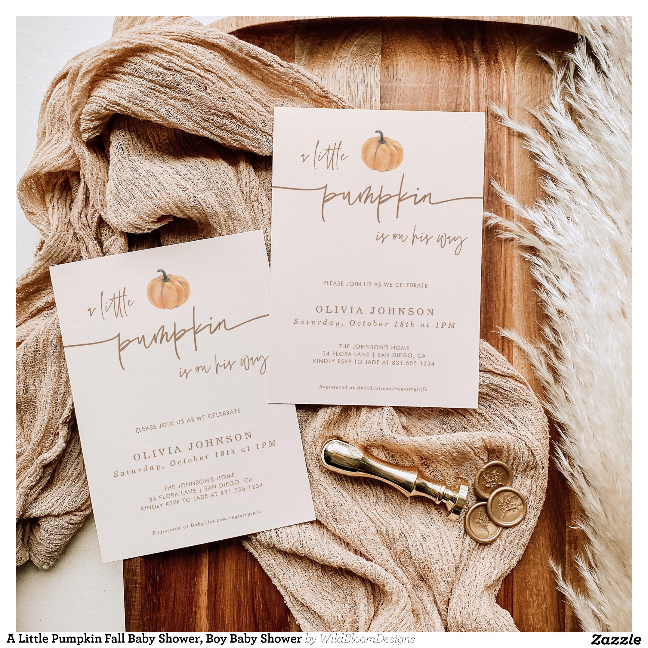 A Little Pumpkin Fall Baby Shower, Boy Baby Shower Invitation