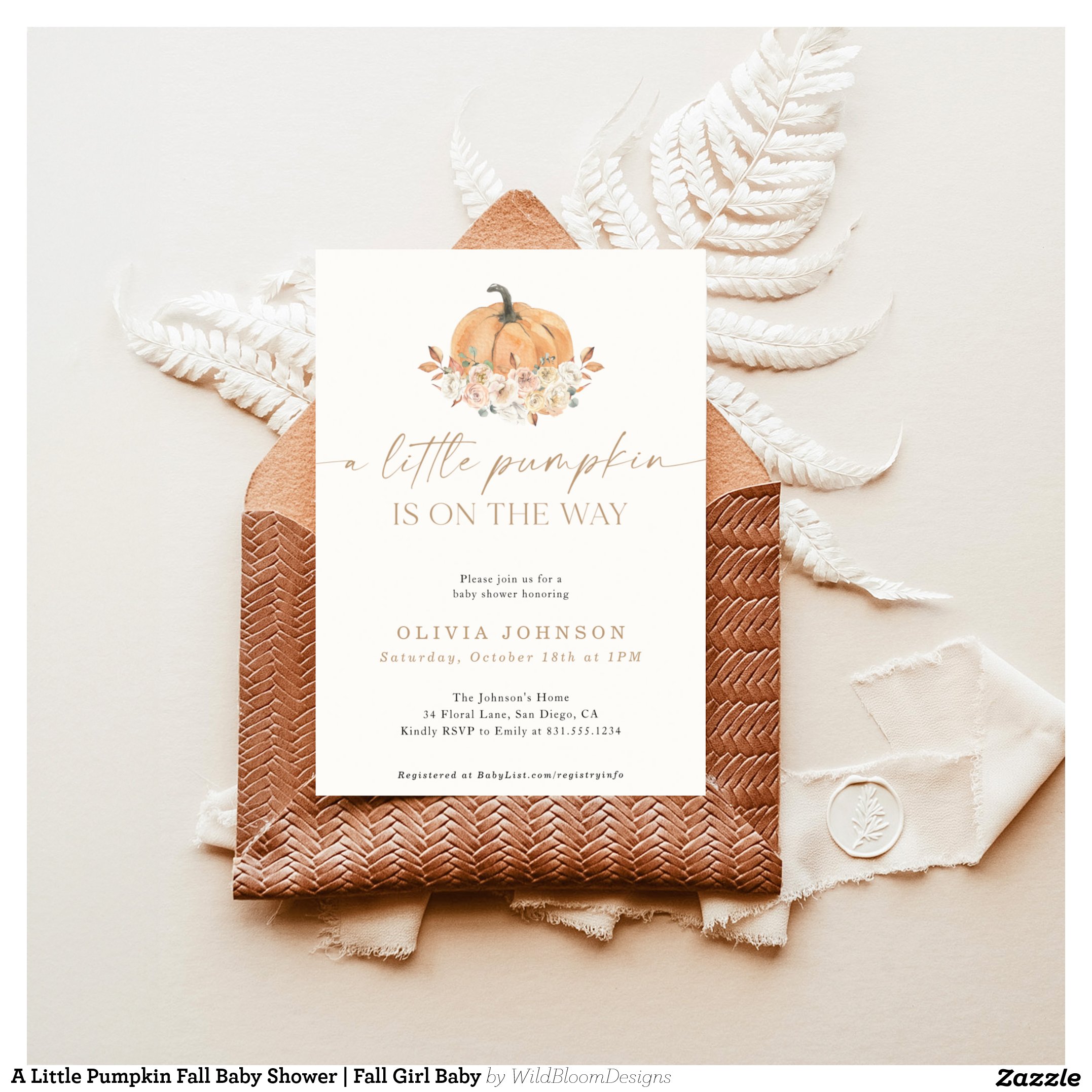 A Little Pumpkin Fall Baby Shower Fall Girl Baby Invitation