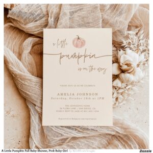 A Little Pumpkin Fall Baby Shower, Pink Baby Girl Invitation