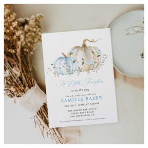 A Little Pumpkin Fall Boy Baby Shower Invitation