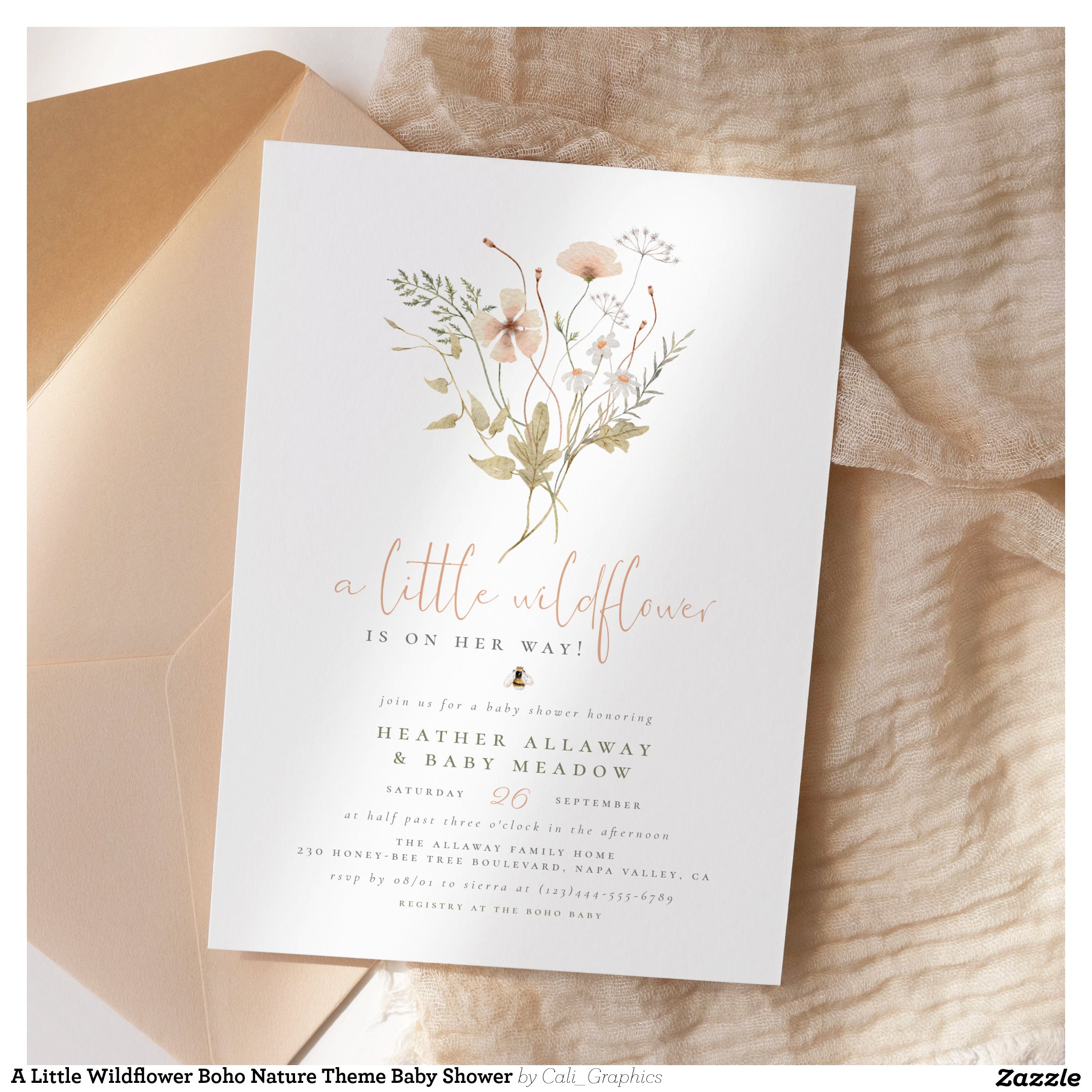 A Little Wildflower Boho Nature Theme Baby Shower Invitation