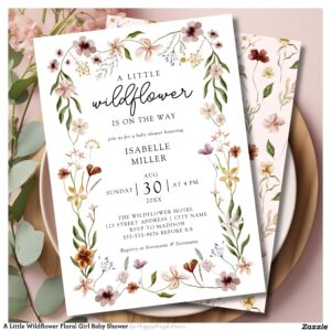 A Little Wildflower Floral Girl Baby Shower Invitation