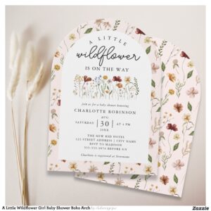 A Little Wildflower Girl Baby Shower Boho Arch Invitation