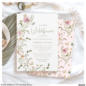 A Little Wildflower Girl Pink Baby Shower Invitation