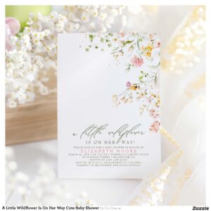 A Little Wildflower Is On Her Way Cute Baby Shower Invitation