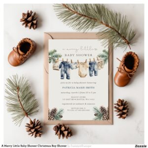 A Merry Little Baby Shower Christmas Boy Shower Invitation