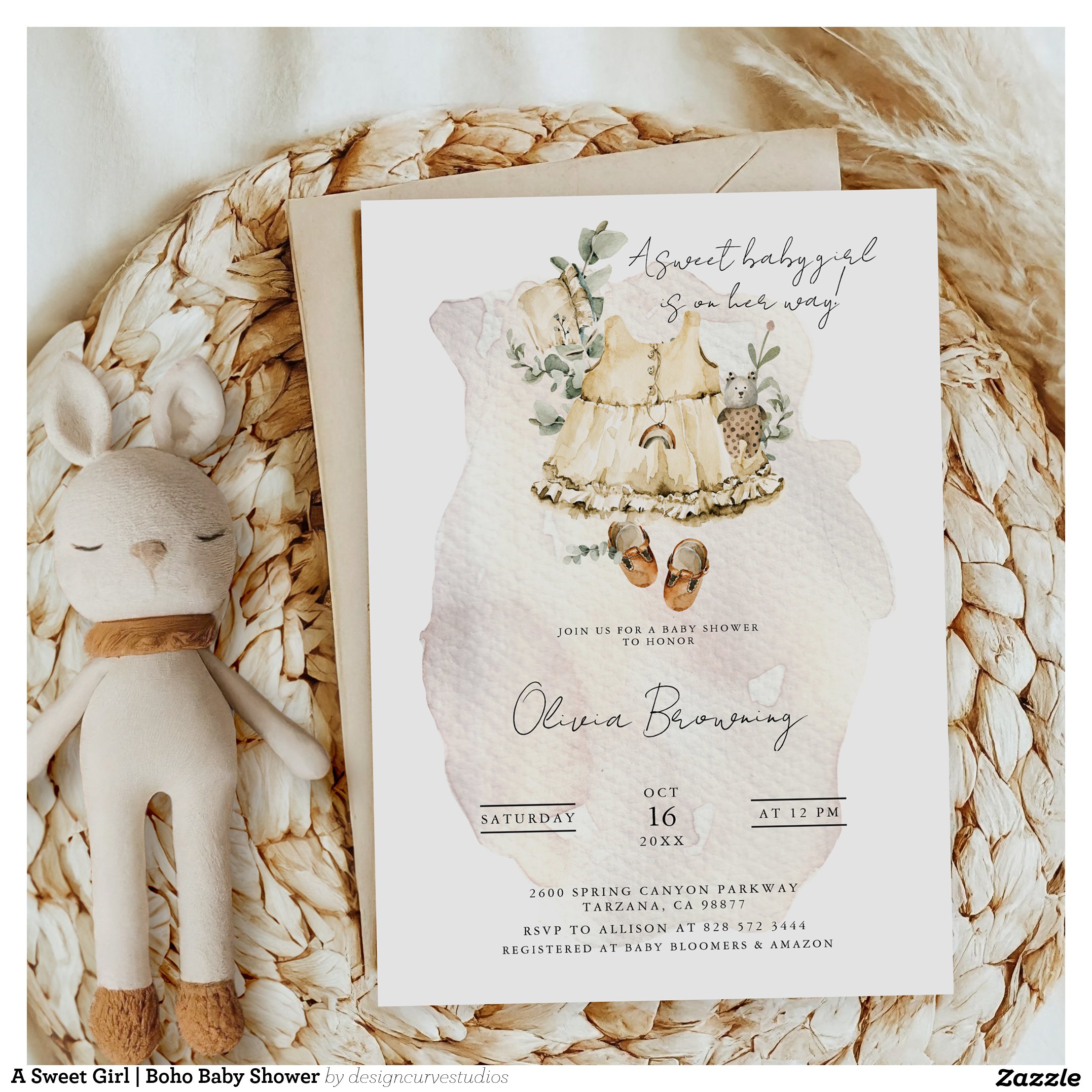A Sweet Girl Boho Baby Shower Invitation