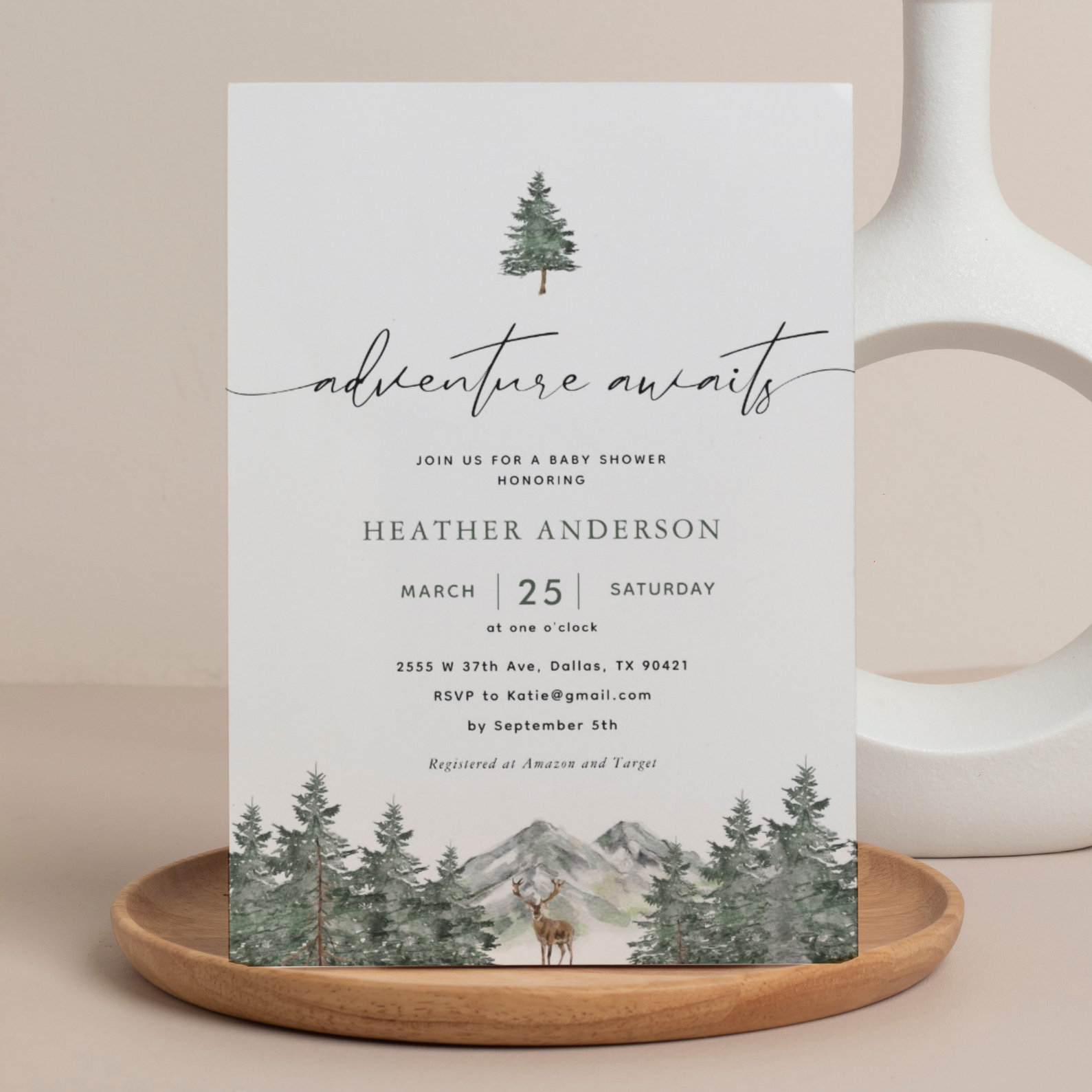 Adventure Awaits Woodland Boy Baby Shower Invitation