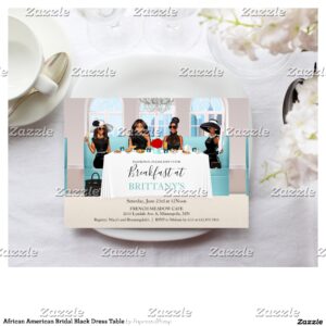 African American Bridal Black Dress Table Invitation