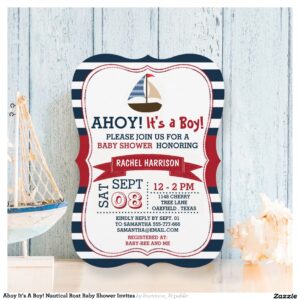 Ahoy It's A Boy! Nautical Boat Baby Shower Invites