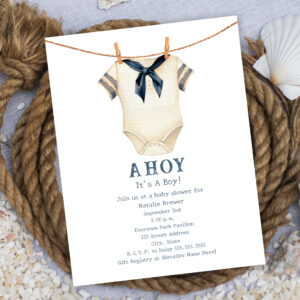 Ahoy It's A Boy Vintage Sailor Suit Baby Shower Invitation