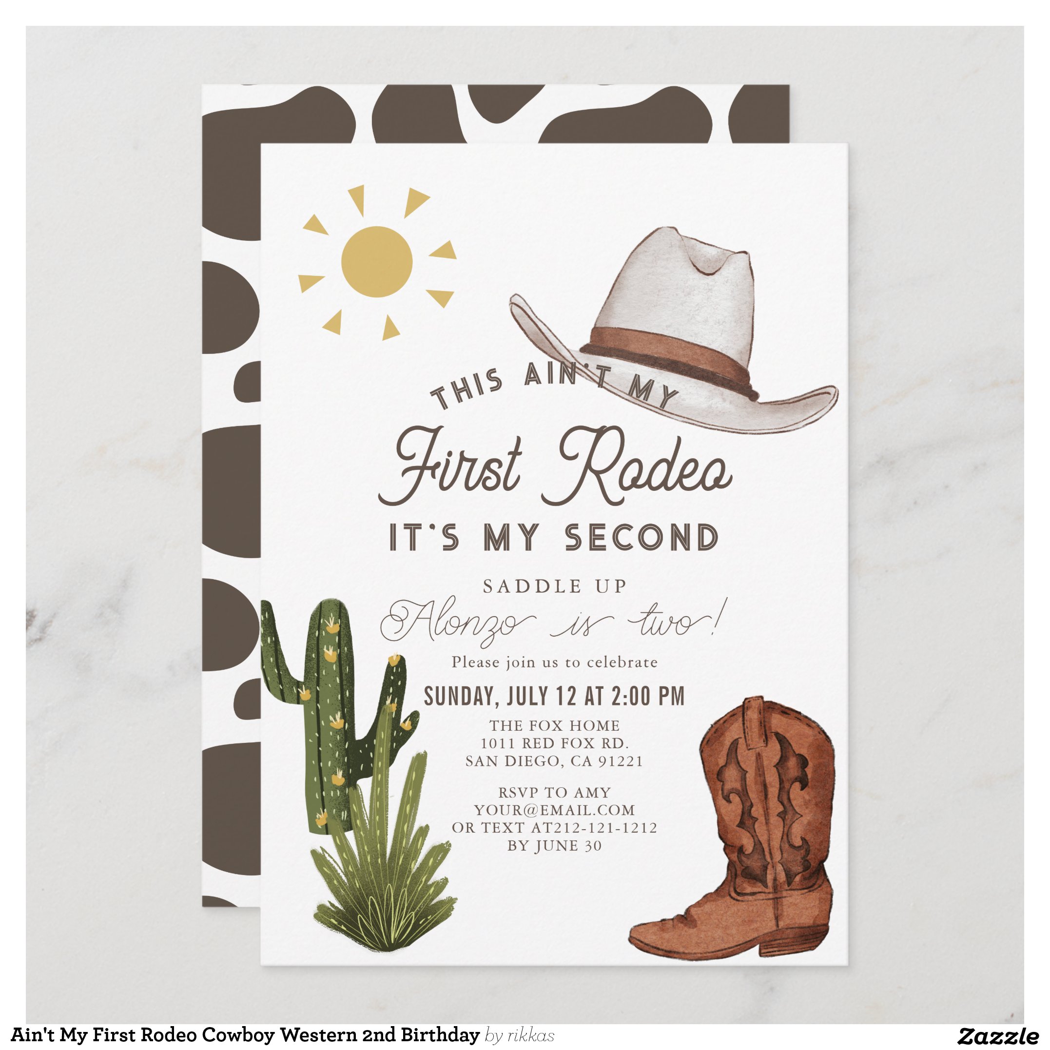 Ain't My First Rodeo Cowboy Western 2nd Birthday Invitation